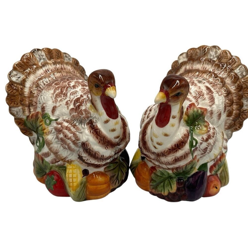 Charles Sadek J. Wilfred Ceramic Turkey Salt and Pepper Shakers Set Thanksgiving